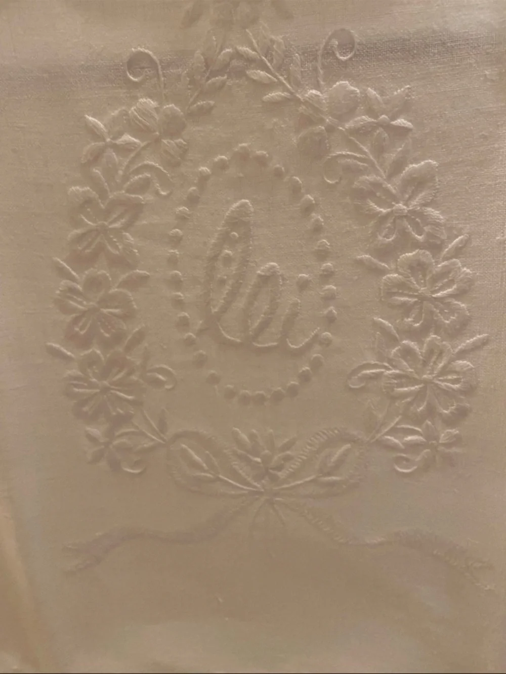 Gorgeous Vintage White Embroidered Bath Towels Set - in italian ‘his&hers’